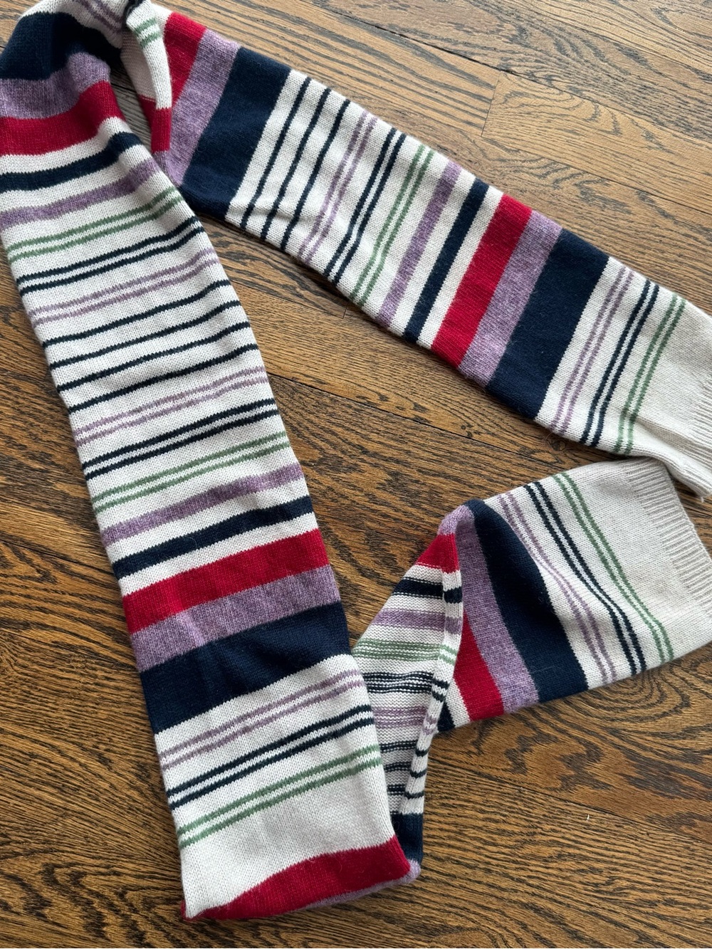 L.L. Bean Wool Cashmere Striped Knit Scarf Multicolor